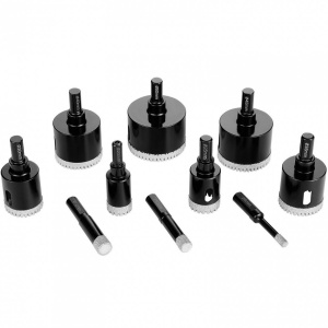 Set 10 carote diamantate pentru gresie, marmura, 6/10/12/20/25/30/35/40/45/50 mm, umed sau uscat, cutie depozitare - Img 3