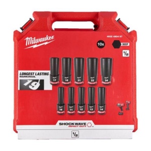 Set 10 chei tubulare de impact lungi SHOCKWAVE™ IMPACT DUTY 1/2", 10 - 24 mm, in cutie de plastic, MILWAUKEE® - Img 2
