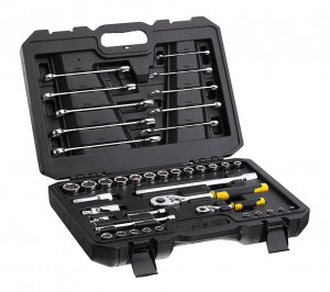 Set tubulare 1/4"+1/2"+ chei - 41 piese, Stanley - Img 1
