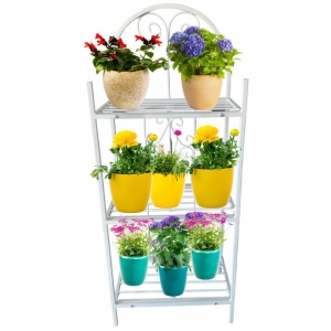 Suport pentru flori Vivatechnix VMD-1061 Alb, 50x30x125 cm, 3 polite, demontabil - Img 2