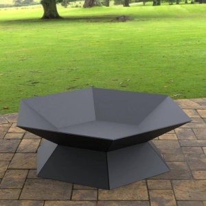 Vatra pentru terasa/gradina, Hexagon Fire Pit KRO-1072, Otel, Negru, diametru 870 mm, grosime 3 mm - Img 3