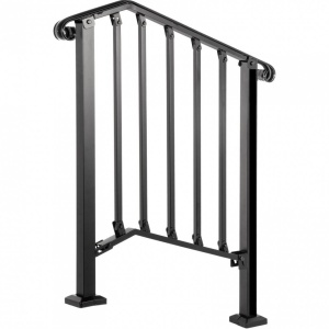 Balustrada fier forjat pentru 2 sau 3 trepte, Vivatechnix Negru Mat, lungime 71 cm, Inaltime 97 cm, Otel - Img 1