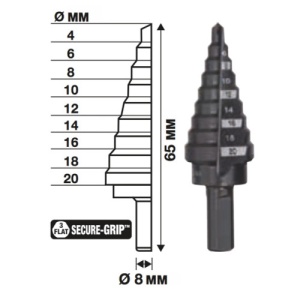 Burghiu in trepte, 4.0-20mm, 2mm per treapta, MILWAUKEE® - Img 2
