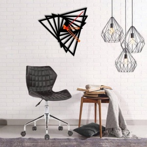 Ceas de perete metalic Krodesign Triangle KRO-1092, diametru 50 cm, negru - Img 3