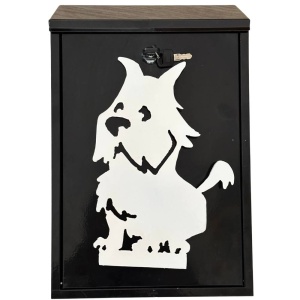 Cutie postala Vivatechnix Schnautzer Dog KRO-1237, otel, 400x250x100mm, Negru/Alb, 2 chei - Img 1