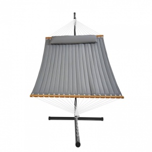 Hamac cu suport otel si perna, Vivatechnix, matlasat, pentru 2 persoane, max 217 kg, 3760 x 987 x 1050 mm, Gri - Img 3