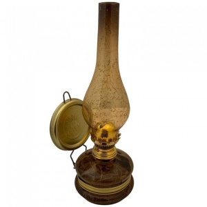 Lampa cu gaz lampant Vivatechnix Colour TR-1004M, rezervor sticla, oglinda metal, Maro - Img 1