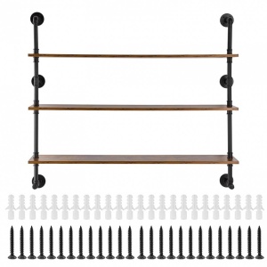 Raft metalic cu 3 x polite incluse din lemn, Vivatechnix Industrial, 1230 x 255 x 1075 mm - Img 4