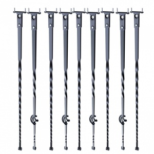 Set 10 stalpi balustrade cu cos si spiralate, 13 x 13 x 1122mm, Negru mat, accesorii prindere - Img 3