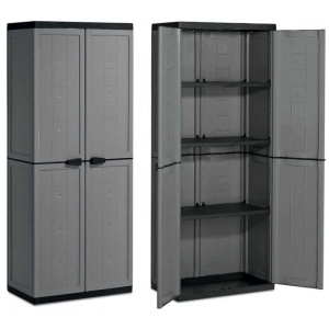 Set 2 Dulapuri Scund Si Inalt Gri/Negru Keter Jolly R16 136X39X166 - Img 3