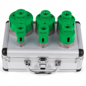 Set 6 carote diamantate pentru gresie, marmura, 20-68 mm, prindere M14, umed sau uscat, cutie depozitare - Img 3