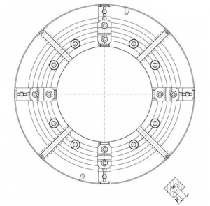 Universal pentru strung cu 4 bacuri reversibile TIP 4317, 500 mm, racord 11, Bison - Img 2