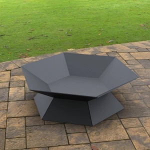 Vatra pentru terasa/gradina, Hexagon Fire Pit KRO-1072, Otel, Negru, diametru 870 mm, grosime 3 mm - Img 4