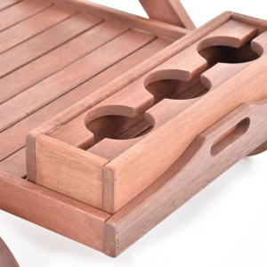 Carucior pentru servire HECHT Serving, fabricat din lemn tropical dur Meranti, 2 roti - Img 4