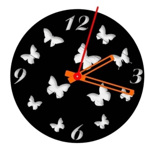 Ceas de perete metalic Krodesign Butterfly, diametru 50 cm, negru - Img 1