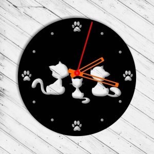 Ceas de perete metalic Krodesign Kitty Cat KRO-1160, diametru 50 cm, negru - Img 3