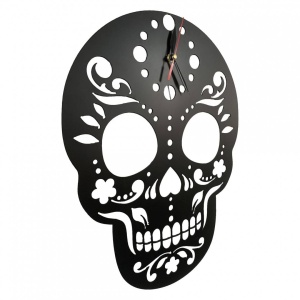 Ceas de perete metalic Krodesign Skull, diametru 45 cm, negru - Img 2