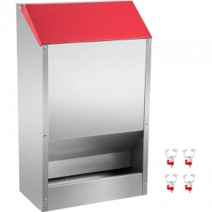 Hranitoare pentru pasari, Vivatechnix Otel galvanizat, 35x21x45 cm, Capacitate 13.6 kg, 4 x alimentatoare apa - Img 1