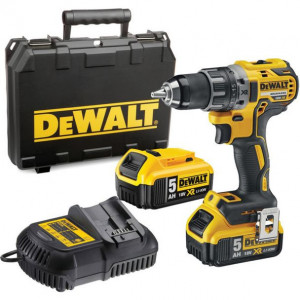 Masina de gaurit si insurubat cu acumulatori Dewalt DCD791P2, 18V/5.0Ah, cuplu maxim 70 Nm, 2 acumulatori, incarcator, valiza de transport - Img 1