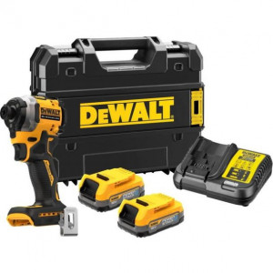 Masina de insurubat cu impact Dewalt DCF850E2T, cuplu maxim 205 Nm, cu 2 acumulatori POWERSTACK 18V / 1.7 Ah si incarcator in valiza de transport TSTAK - Img 1