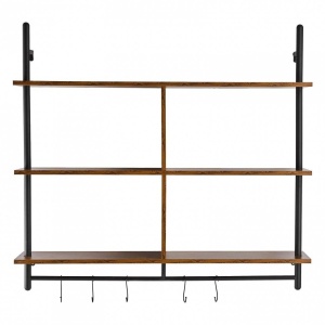 Raft metalic cu 3 x polite incluse din lemn, Vivatechnix Industrial, 1050 x 240 x 965 mm - Img 3