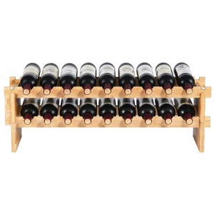 Raft pentru 18 de sticle de vin, Stivuibil, 2 niveluri, Vivatechnix Modular, 850x250x275 mm, Lemn bambus, Maro - Img 2