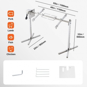 Rotisor electric pentru gratar Inox, max 60 kg, lungime de lucru 116 cm, putere 52 W, Inaltime reglabila 8 niveluri - Img 2