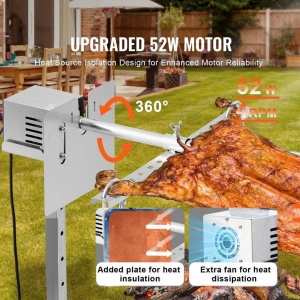 Rotisor electric pentru gratar Inox, max 60 kg, lungime de lucru 144.5 cm, putere 52 W, Inaltime reglabila - Img 2