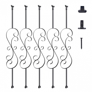 Set 5 stalpi balustrada, Vivatechnix 185 x 20 x 1118 mm, Negru mat, accesorii prindere - Img 1