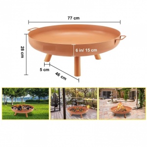 Vatra foc pentru terasa, camping, Vivatechnix Otel Carbon, Diametru 77 cm, Maro, Inaltime 28 cm - Img 4