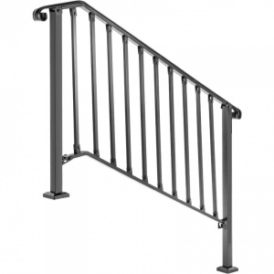 Balustrada fier forjat, 4-5 trepte Vivatechnix Negru Mat, Inaltime 99.8 cm, lungime 144.7 cm, pozitii reglabile - Img 3