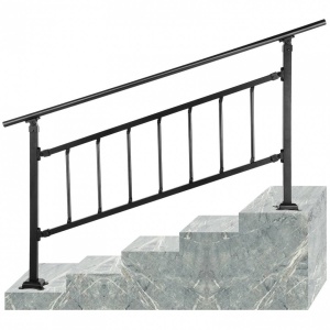 Balustrada otel forjat, max 5 trepte Vivatechnix Negru Mat, Inaltime 83.5 cm, lungime 172.5 cm, pozitii reglabile - Img 2