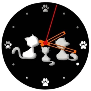 Ceas de perete metalic Krodesign Kitty Cat KRO-1160, diametru 50 cm, negru - Img 1