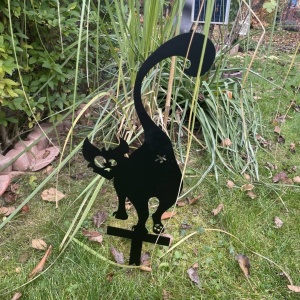 Decoratiune gradina / ghiveci Krodesign Back Cat KRO-1140, metal, inaltime 61 cm - Img 3