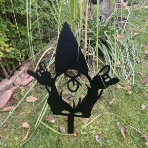 Decoratiune gradina / ghiveci Krodesign Rock Roll Gnome KRO-1139, metal, inaltime 61 cm - Img 4