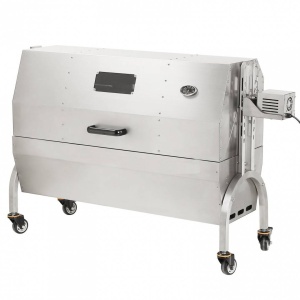 Gratar pe carbune cu capac si rotisor electric 50W, Vivatechnix Otel Inoxidabil, Termometru, Roti blocabile, inaltime reglabila - Img 1