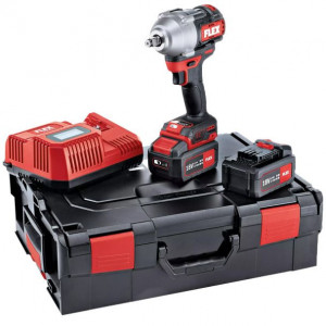 Masina de insurubat cu impact Flex IW 1/2" 750 18.0-EC 5.0/Set, patrat 1/2", cuplu maxim 750 Nm, cu 2 acumulatori 18 V / 5.0 Ah si incarcator in valiza L-BOXX® - Img 1