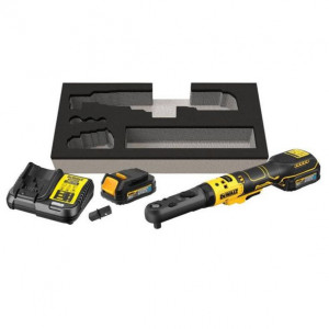 Masina de insurubat unghiulara DeWalt DCF510E2G, patrat 3/8" si 1/2", maxim 102 Nm, cu 2 acumulatori POWERSTACK 18V / 1.7Ah tip G si incarcator - Img 1