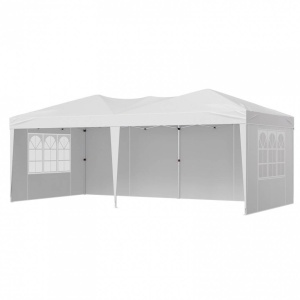 Pavilion de gradina cu pereti laterali cu ferestre, Pliabil, L 5,9 x l 2,96 x H 2,65 m, Alb, Geanta transport - Img 1