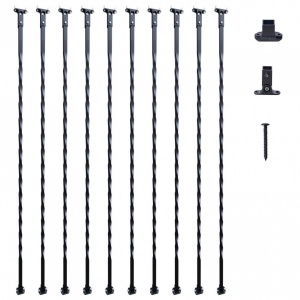 Set 10 stalpi balustrada, Vivatechnix 13 x 13 x 1122mm, Negru mat, accesorii prindere - Img 1