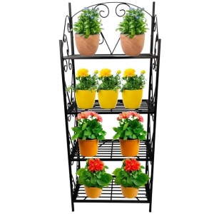 Suport pentru flori Vivatechnix VMD-1076 Negru, 60x30x155 cm,4 polite, demontabil - Img 3