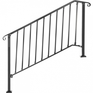 Balustrada fier forjat, 4-5 trepte Vivatechnix Negru Mat, Inaltime 99.8 cm, lungime 144.7 cm, pozitii reglabile - Img 1