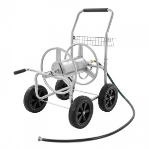 Carucior cu tambur pentru furtun, otel, Vivatechnix, maxim 76 m pentru diametru de 5/8 inch - Img 1