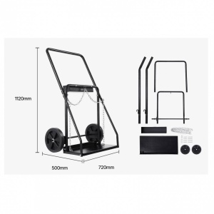 Carucior transport 2 butelii pentru sudura, 2 x roti, max 200 kg, 500 x 720 x 1120 mm, otel - Img 4