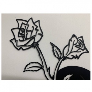 Decoratiune perete Krodesign Skull Rose, diametru 50 cm, negru - Img 4