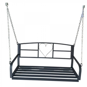 Leagan metalic cu lant pentru gradina Vivatechnix VMD-1050, Negru, 120x55x52cm, 2 locuri - Img 1