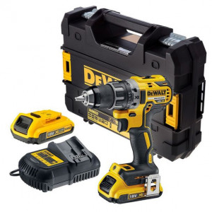 Masina de gaurit si insurubat cu acumulatori Dewalt DCD791D2, 18V/2.0Ah, cuplu maxim 70 Nm, 2 acumulatori, incarcator, valiza de transport - Img 1