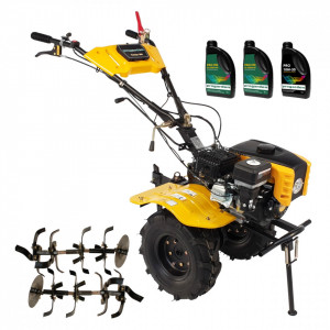 Pachet motocultor Campo 803, benzina, 7.5CP, 2+1 trepte, 2+1+1 freze, plug bilonat, ulei motor si transmisie incluse - Img 1