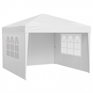 Pavilion de gradina cu pereti laterali cu ferestre, Pliabil, 2.95 x l 2.95 x H 2.63 m, Alb, Geanta transport - Img 1