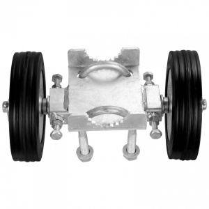 Roti cauciuc cu suport pentru porti culisante, Otel, max 300 kg, 146×270 mm, Diametrul exterior al tevii compatibil 32-50 mm - Img 3